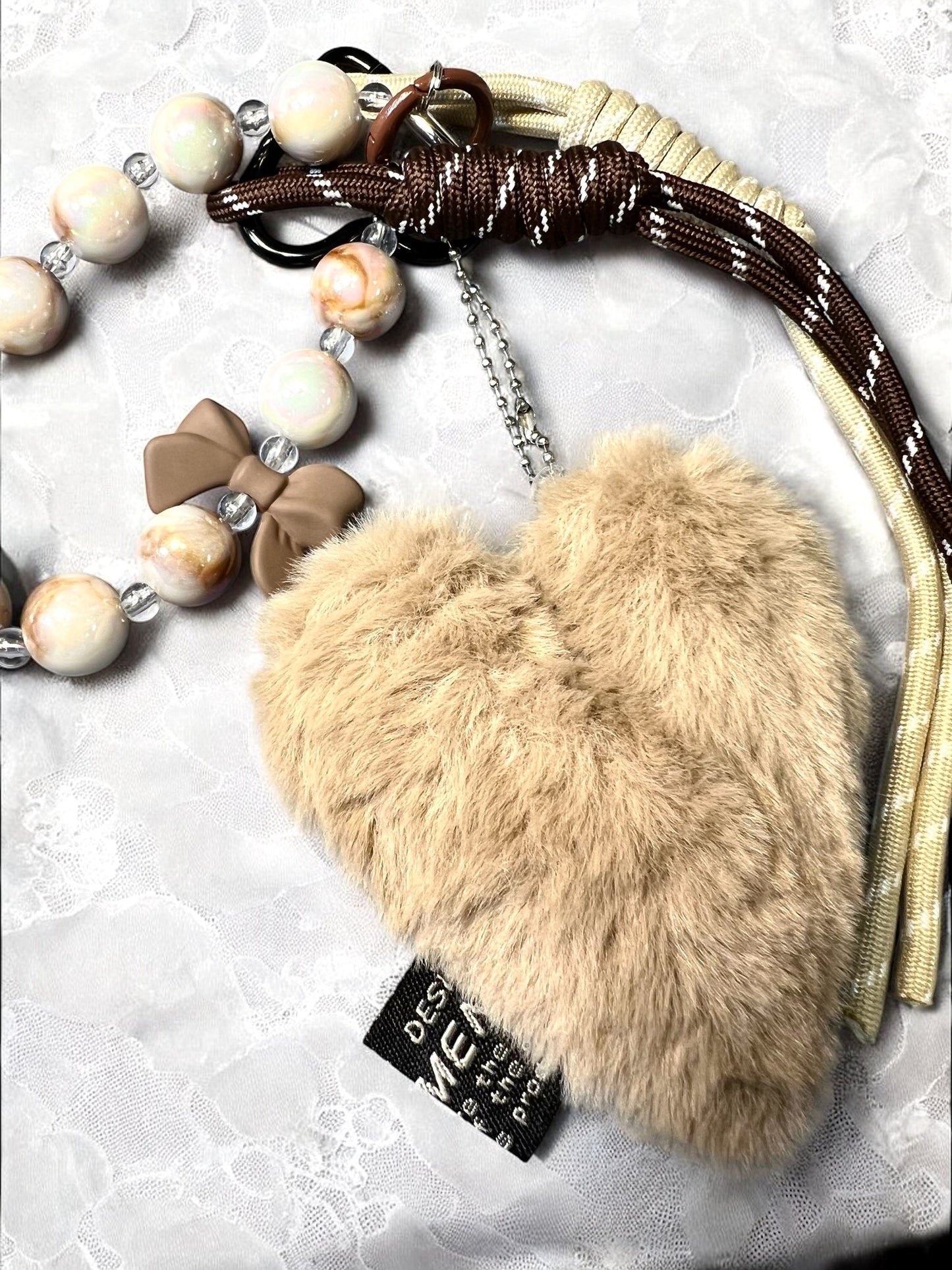 Handmade Cord Phone Chain-Acrylic, Metal & Glass Beads with Large Charm