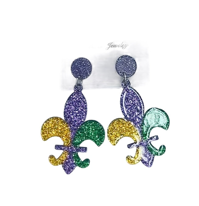 Mardi Gras Acrylic Earrings