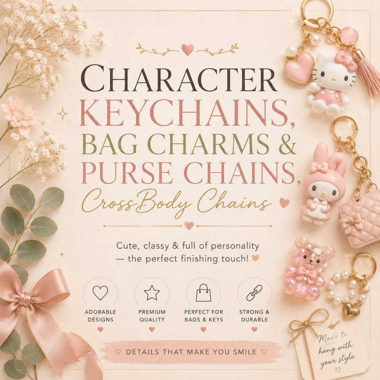 Character Keychains, Bag Charms & Purse Chains, CrossBody Chains