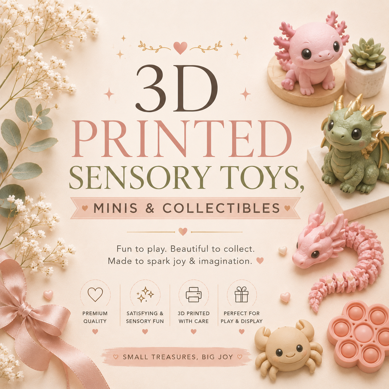 Squishy Sensory Toys, 3D Printed Minis & Collectibles