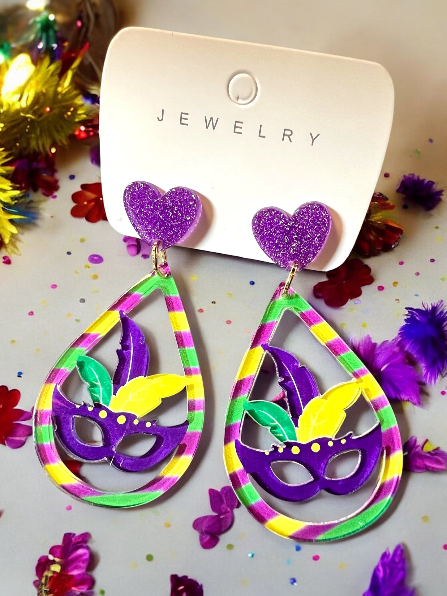Mardi Gras Acrylic Earrings