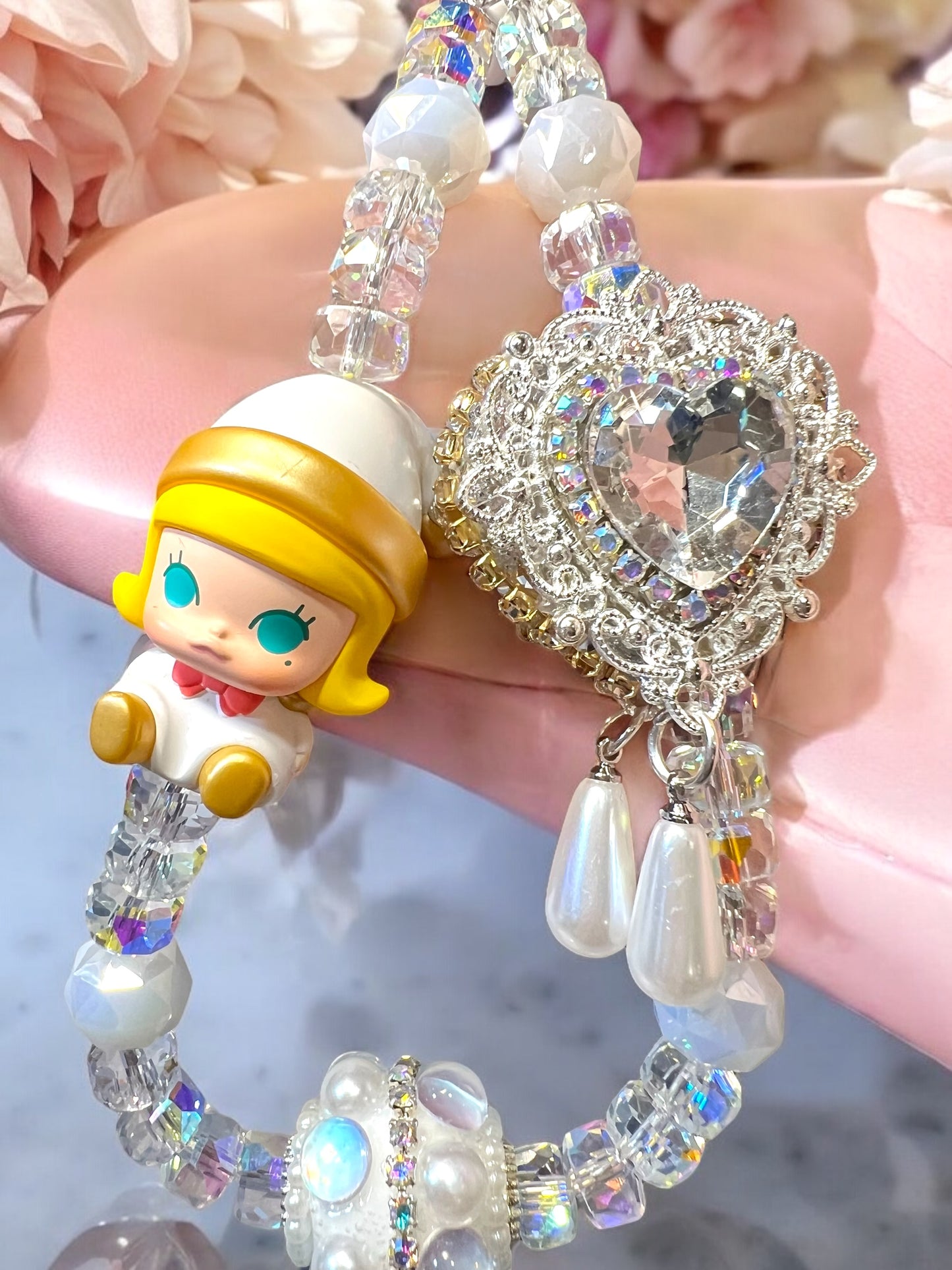 Handmade Phone Chain-Acrylic, Glass and Rhinestone Beads w/official Collectible Character SP