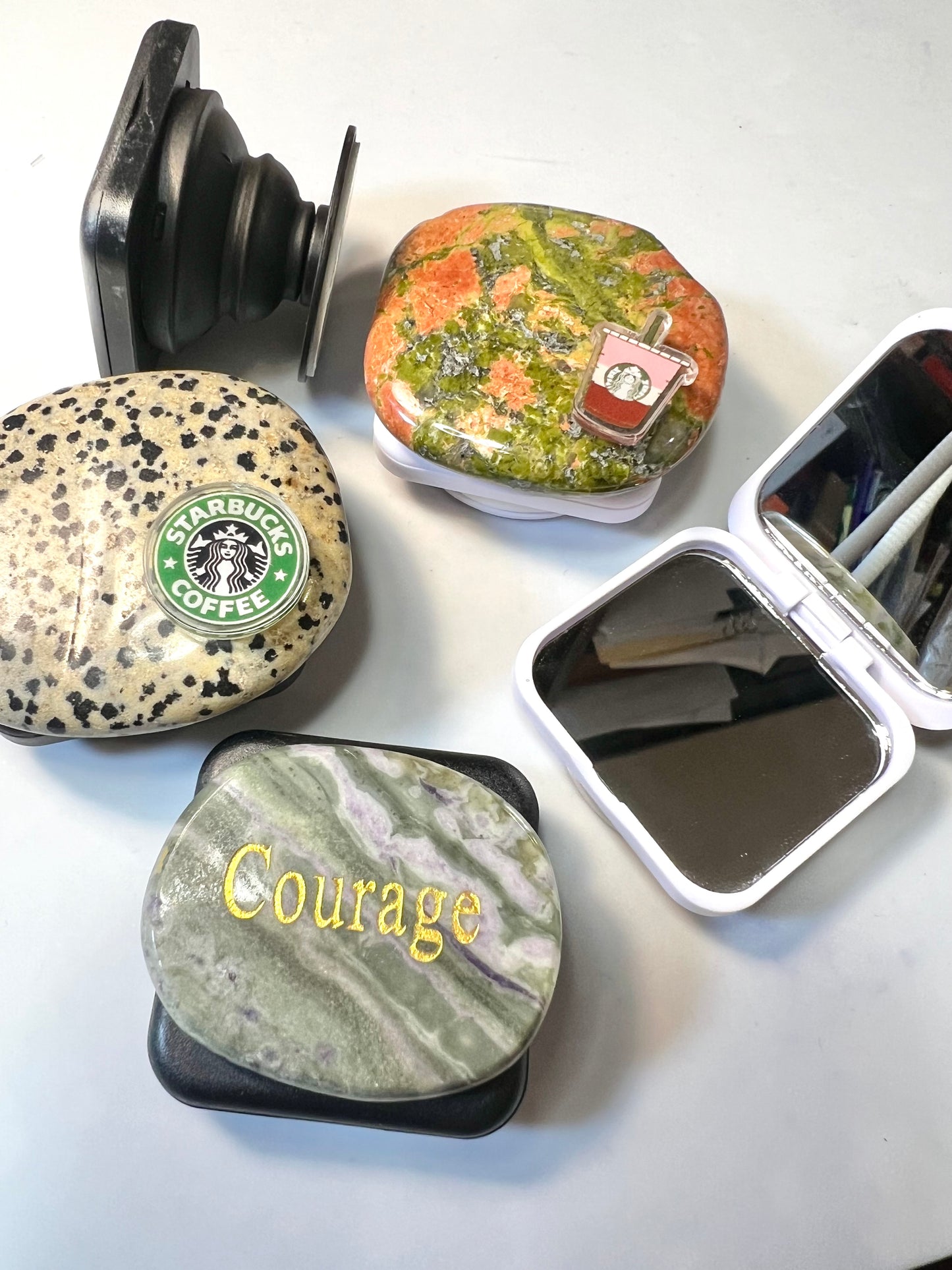 Natural Crystal Phone Grips| Crystals| Pop sockets| Worry stones| pocket crystals| crystal carvings