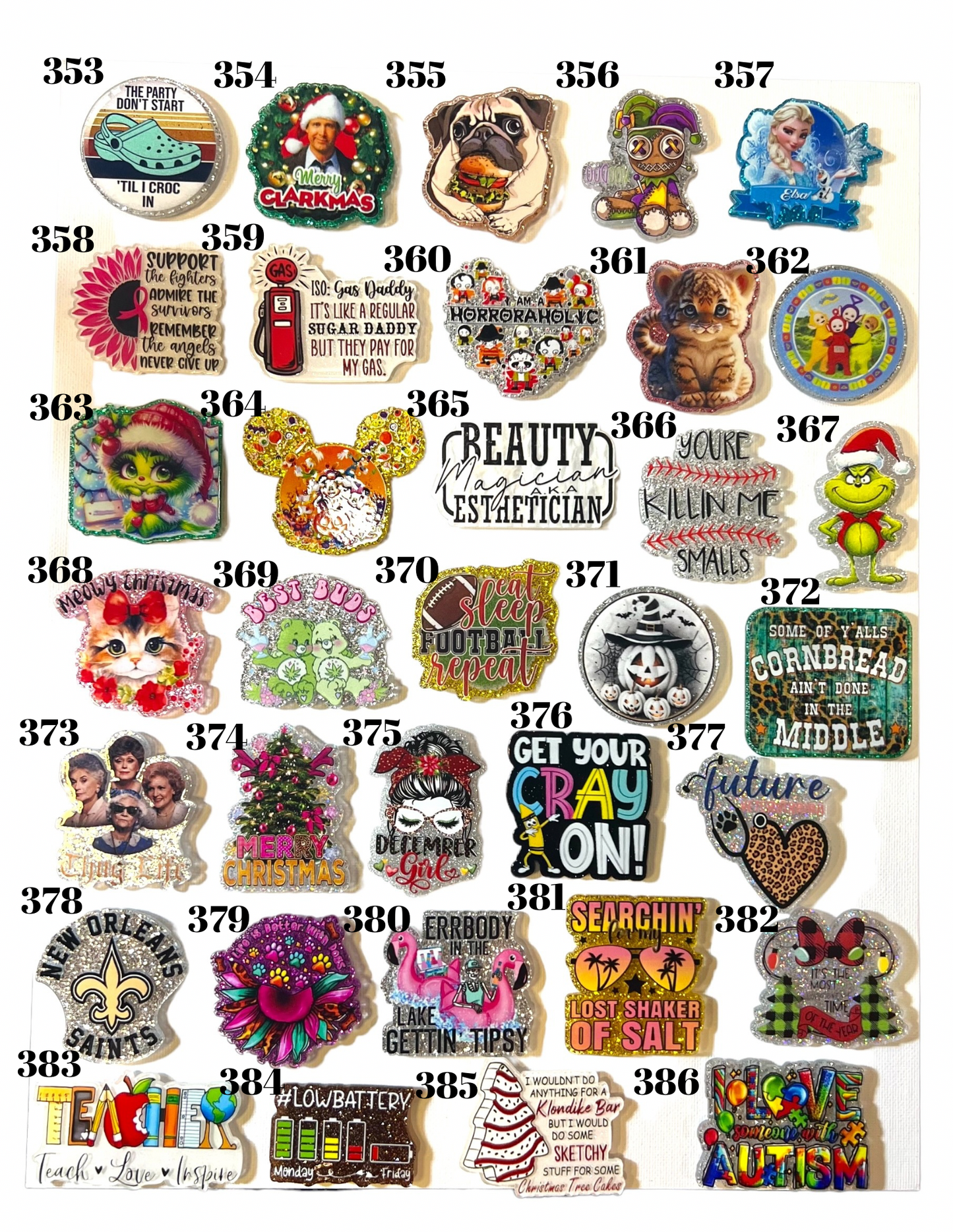Glitter Acrylics for Badge Reels Plain or Customized