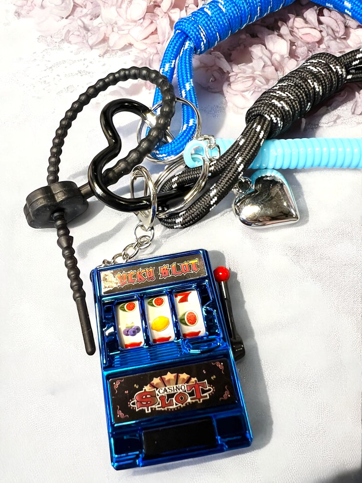 Handmade Cord Phone Chain-Acrylic, Metal & Glass Beads with Large Charm