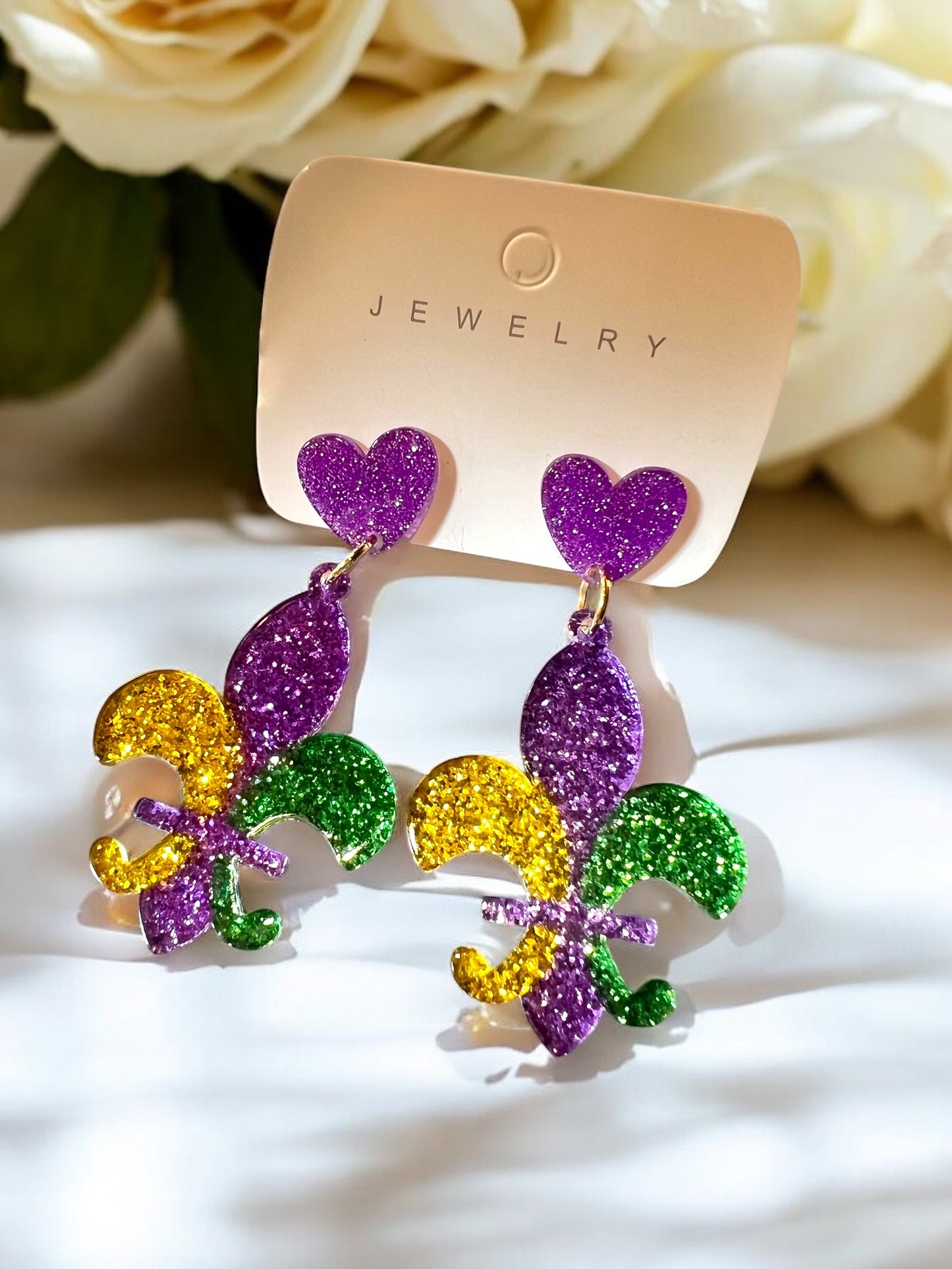 Mardi Gras Acrylic Earrings