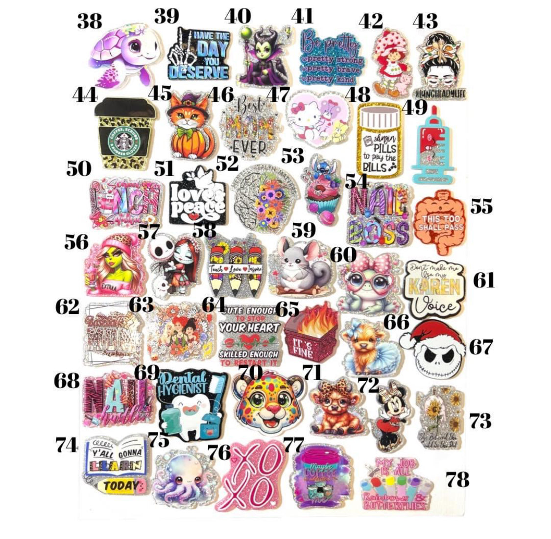 Glitter Acrylics for Badge Reels Plain or Customized