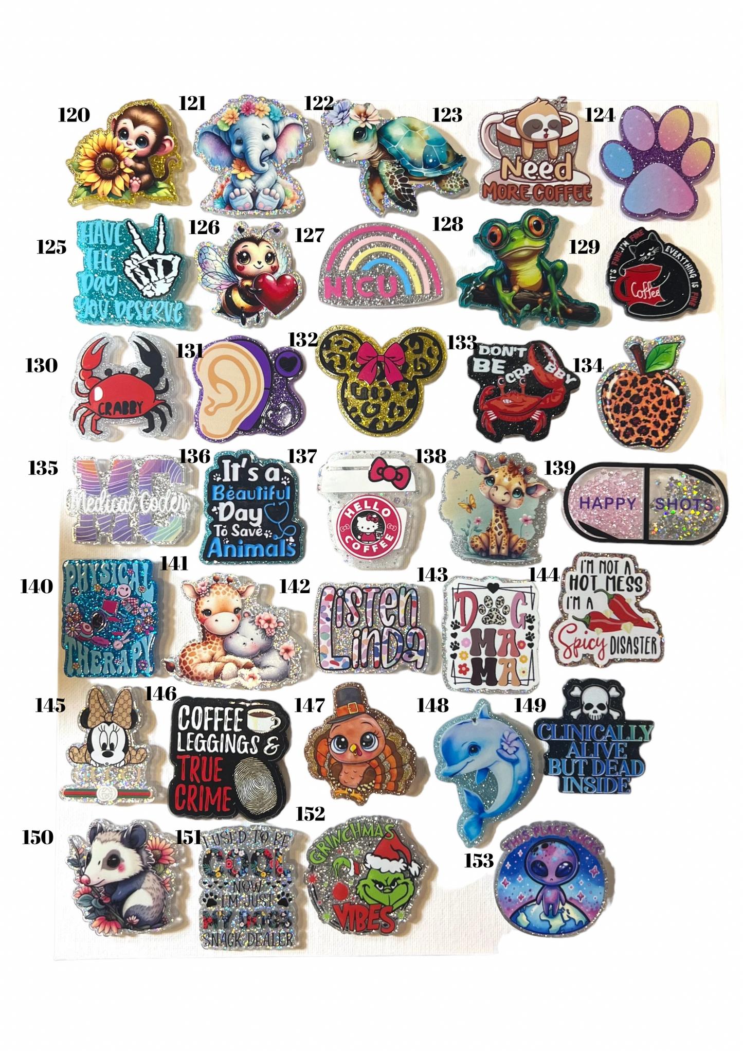 Glitter Acrylics for Badge Reels Plain or Customized