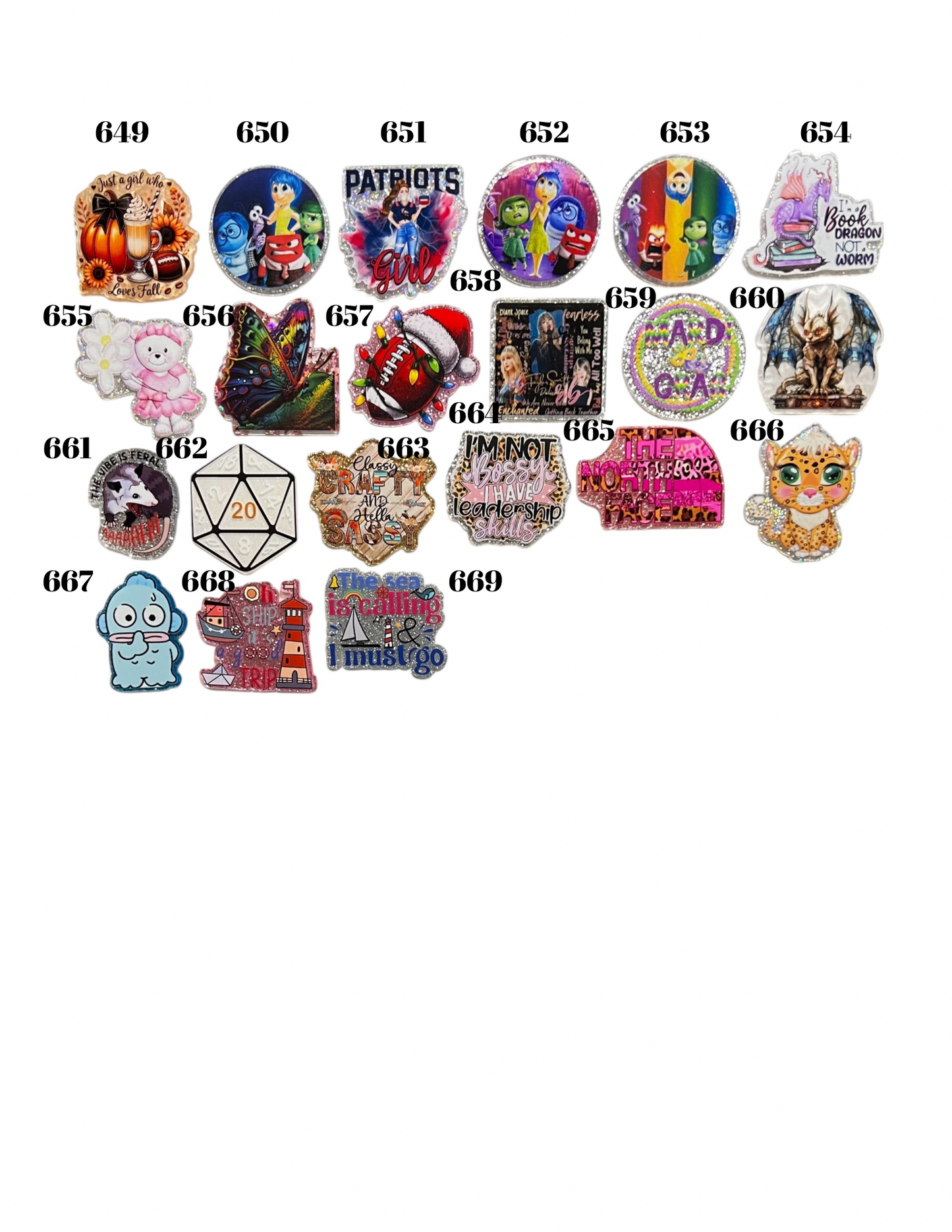 Glitter Acrylics for Badge Reels Plain or Customized