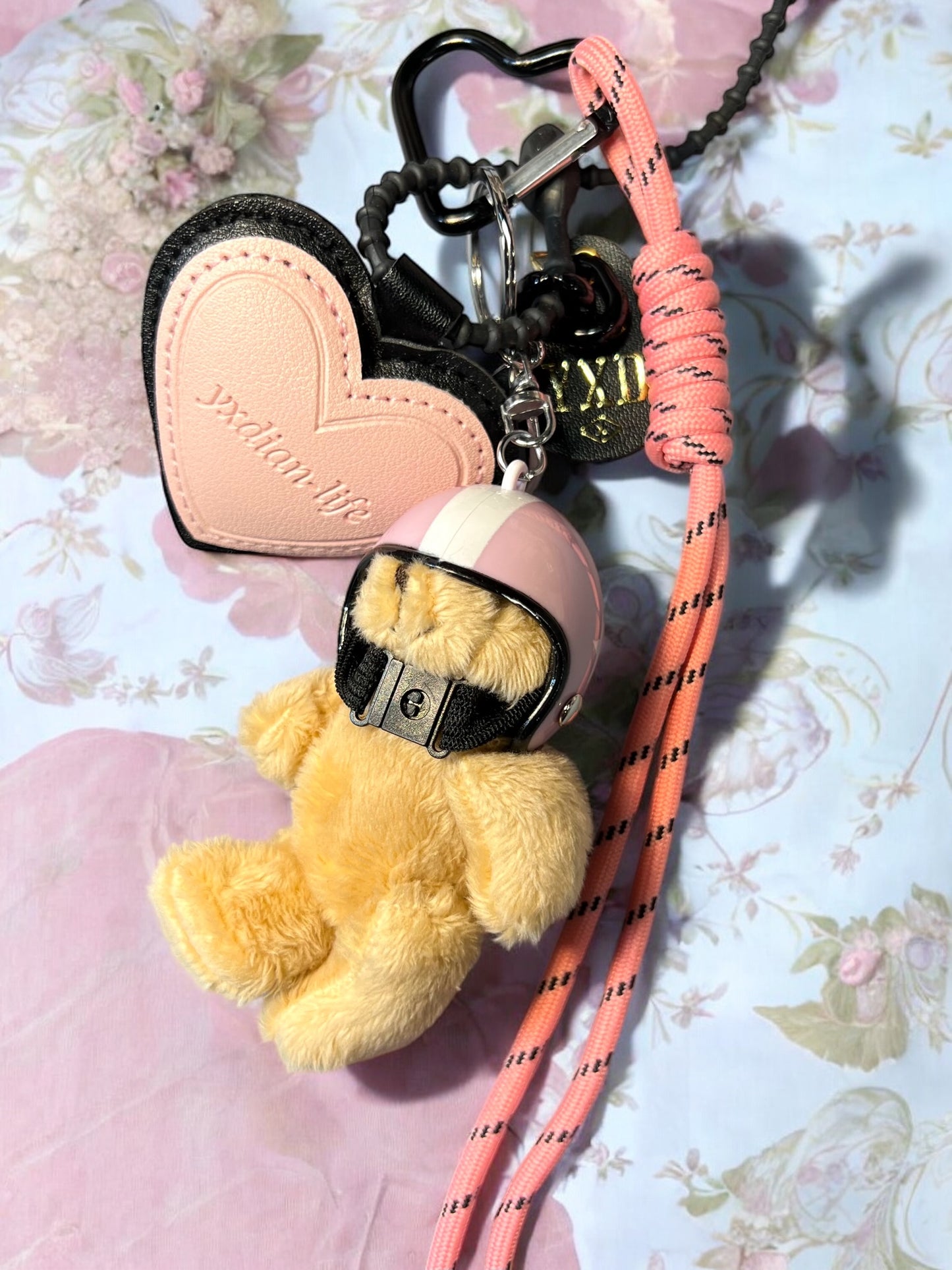 Handmade Cord Phone Chain-Acrylic, Metal & Glass Beads with Large Charm