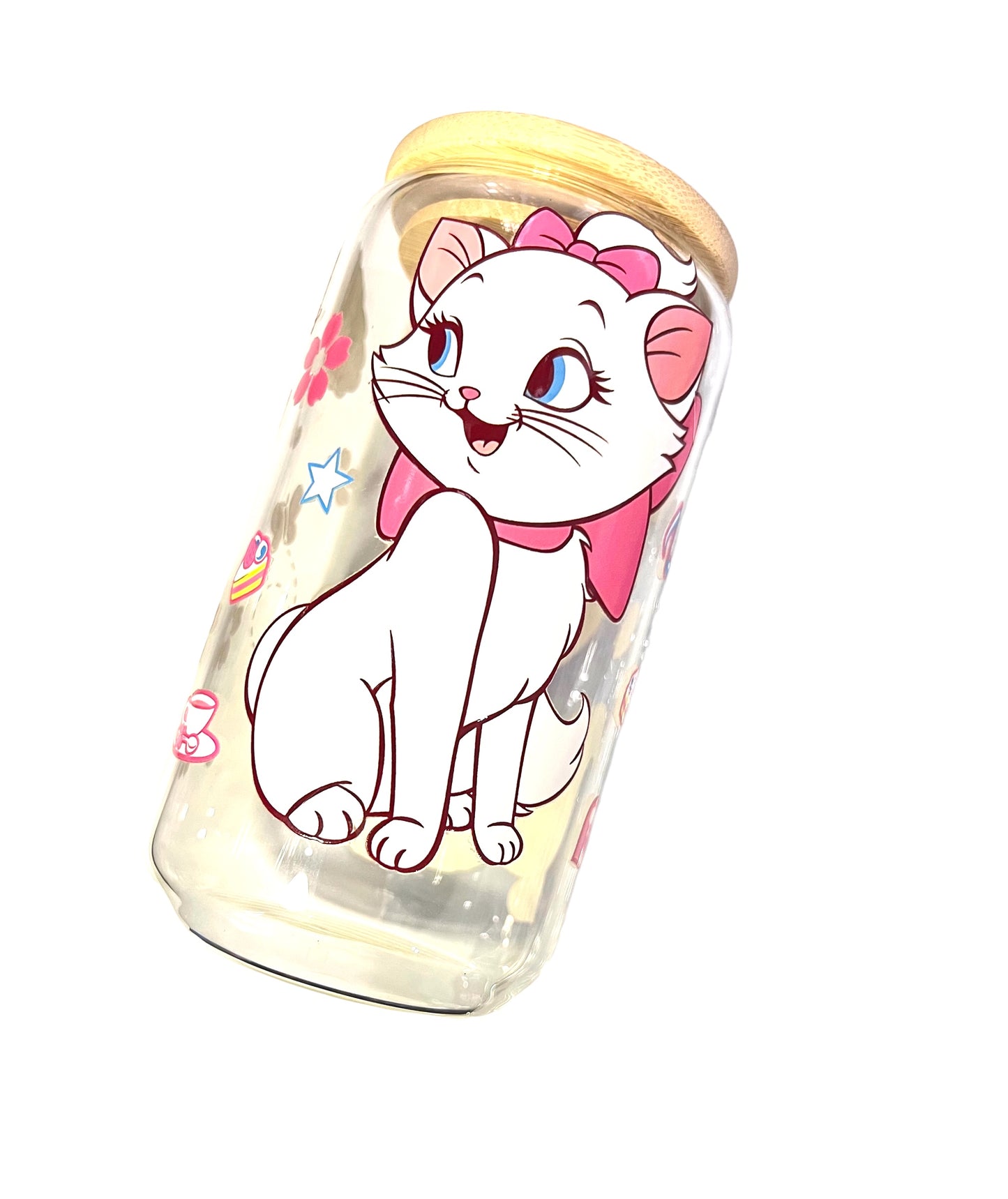 Vinyl Cup Wrap on Glass Tumbler w/Straw| Waterproof stickers|For Pens| Stickers for tumblers| stickers for Desks| Stickers for Car| Stickers for Phone Case| Stickers for Key chains