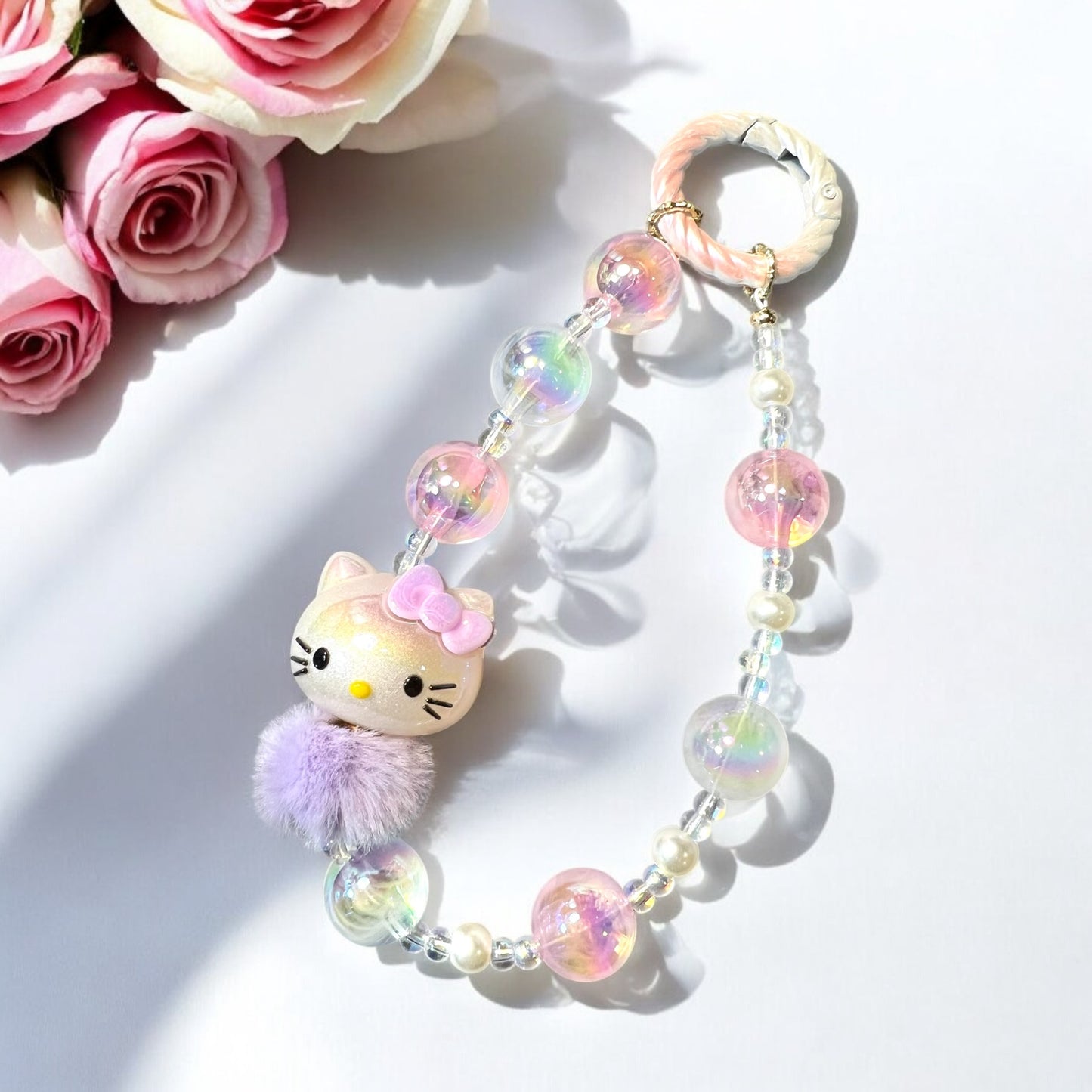 Handmade Phone Chain-Acrylic, Glass, with Collectible HK Character Charm