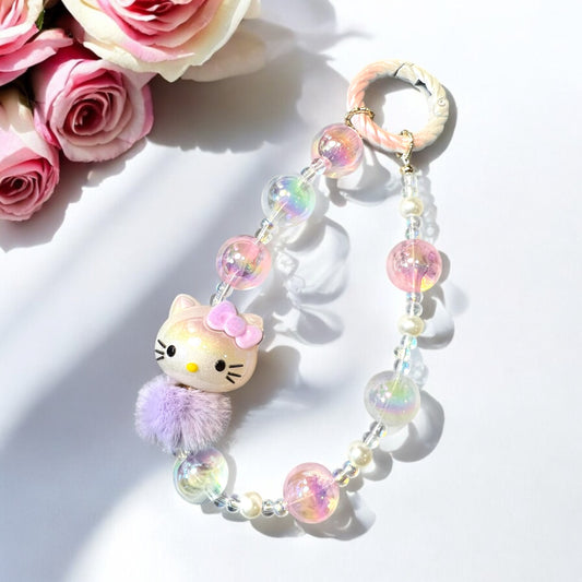 Handmade Phone Chain-Acrylic, Glass, with Collectible HK Character Charm
