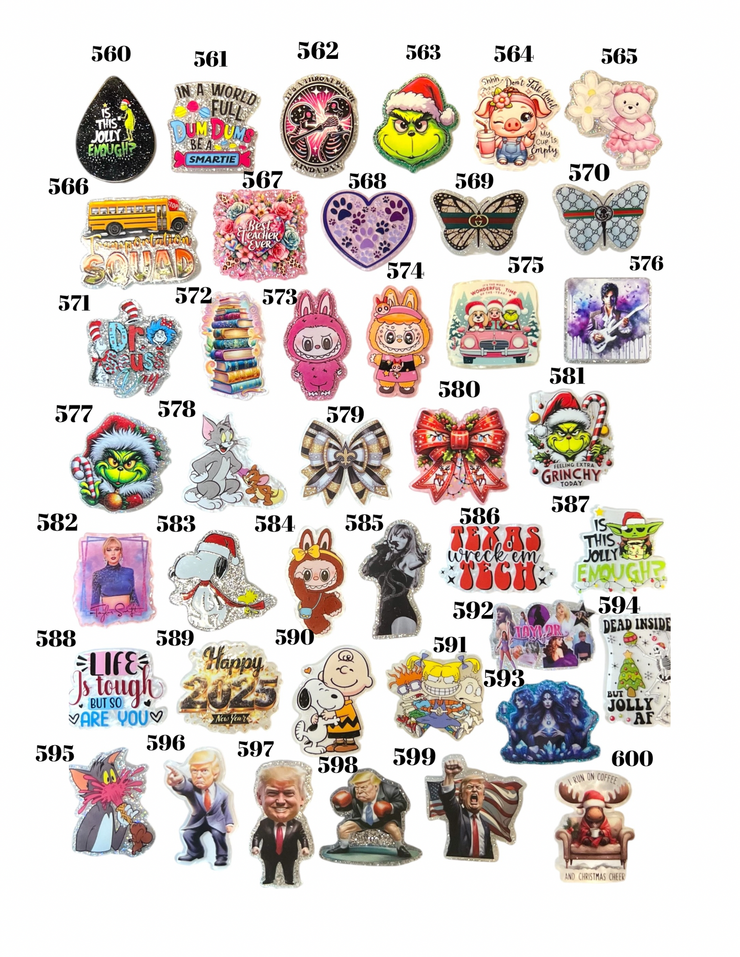 Glitter Acrylics for Badge Reels Plain or Customized
