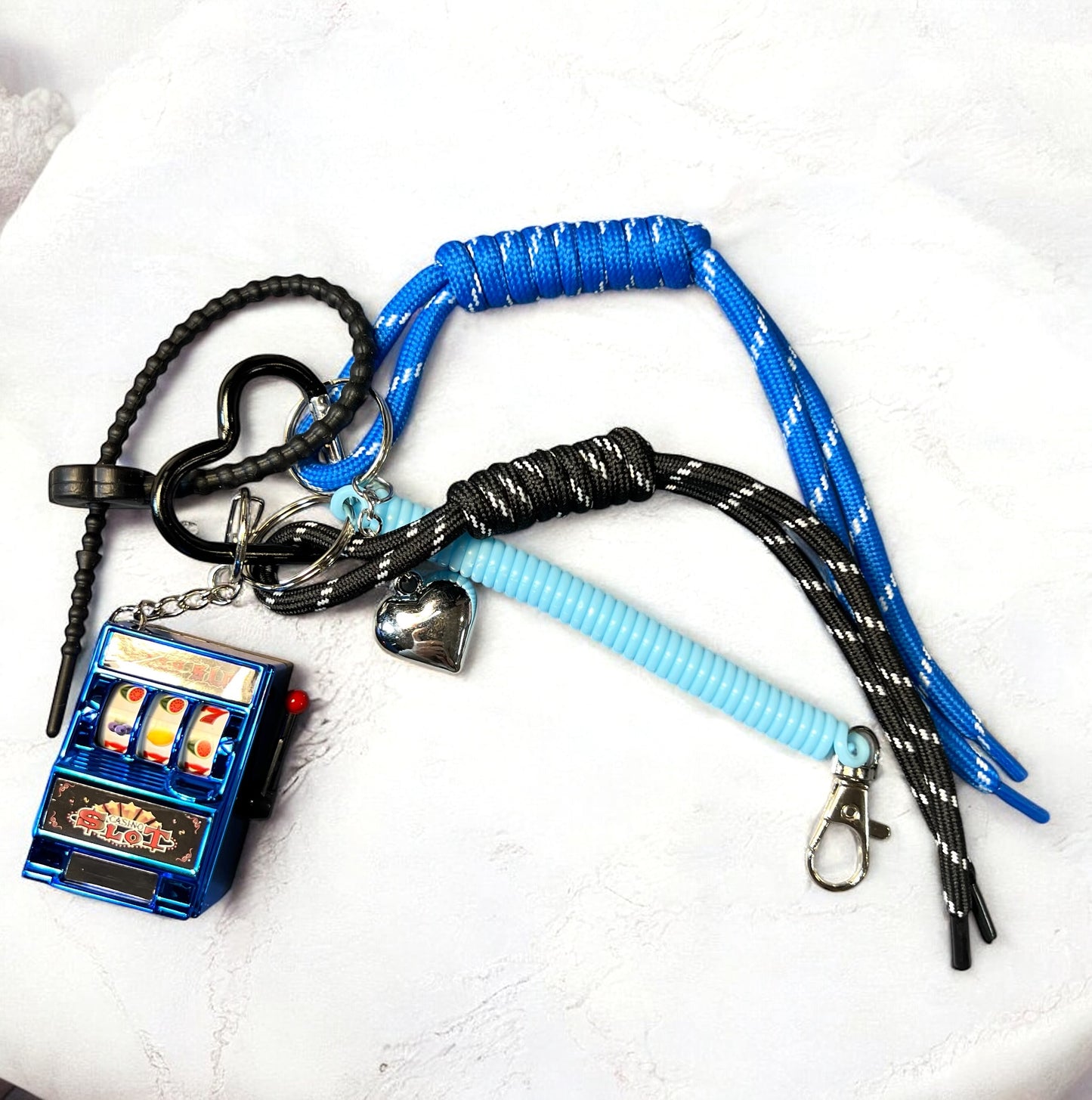 Handmade Cord Phone Chain-Acrylic, Metal & Glass Beads with Large Charm