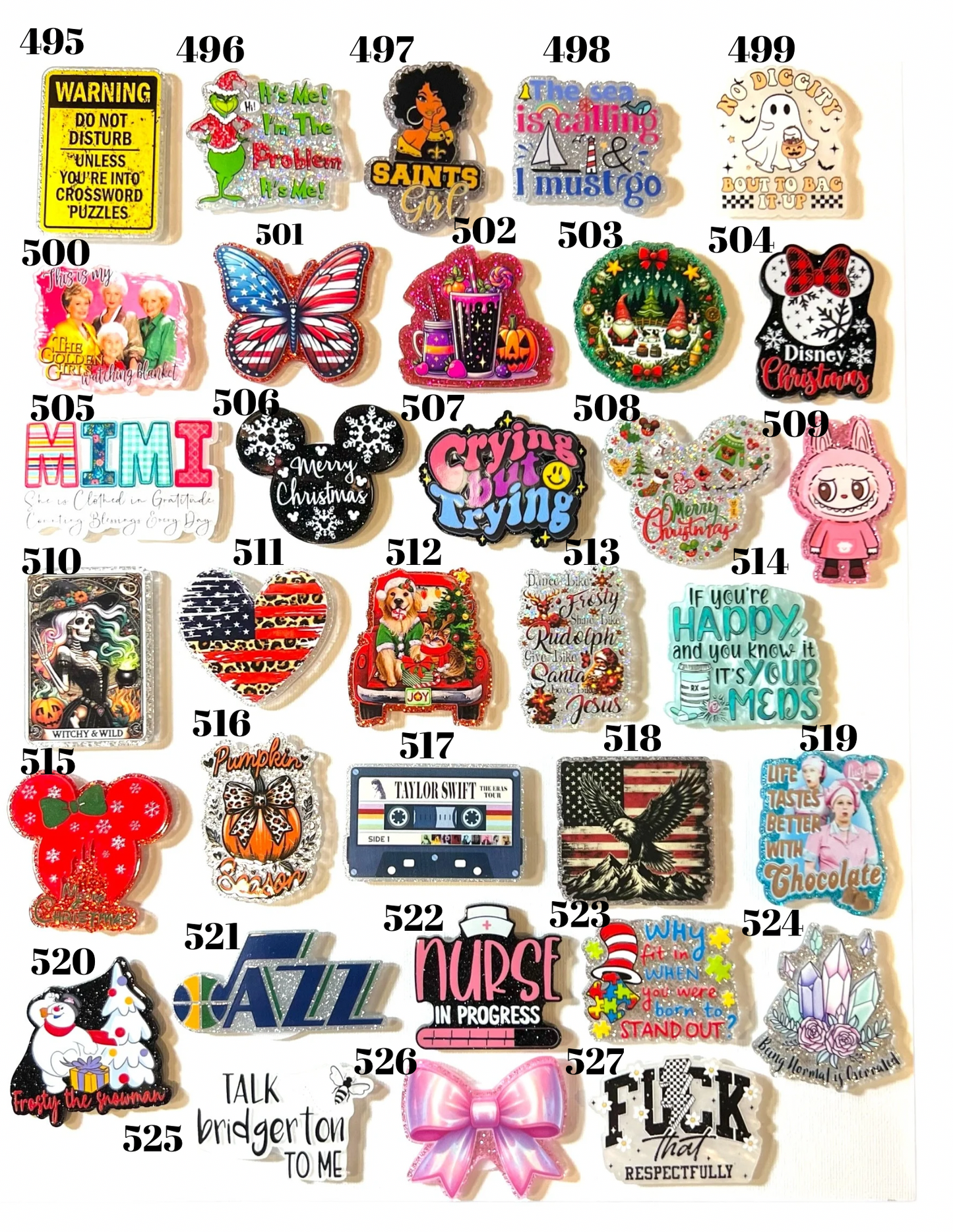 Glitter Acrylics for Badge Reels Plain or Customized