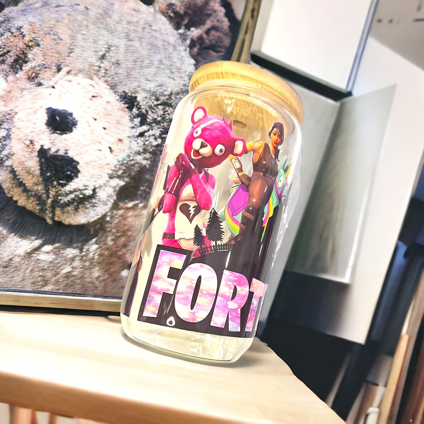 Vinyl Cup Wrap on Glass Tumbler w/Straw| Waterproof stickers|For Pens| Stickers for tumblers| stickers for Desks| Stickers for Car| Stickers for Phone Case| Stickers for Key chains