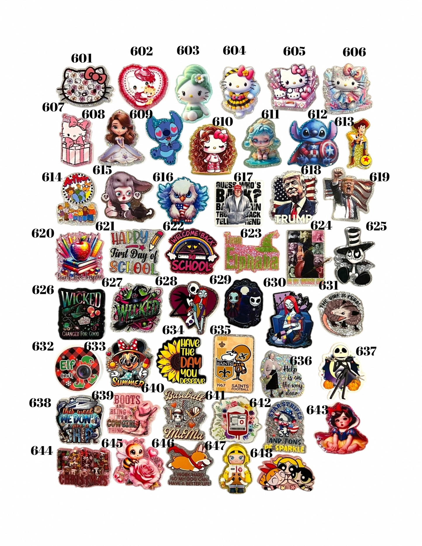 Glitter Acrylics for Badge Reels Plain or Customized