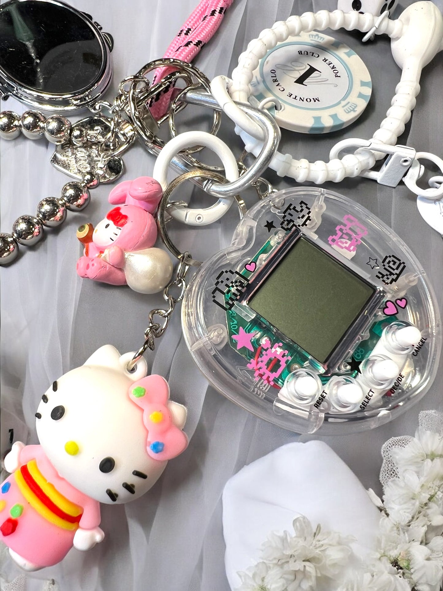 Handmade Cord Phone Chain-Acrylic, Metal & Glass Beads with Large Charm