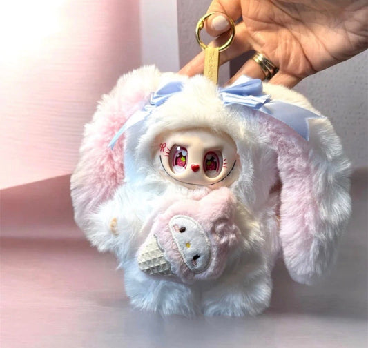 Fantasy “Soft Bunny” Character, White w/Pink/Purple Ears+FREE GIFT/Make an offer
