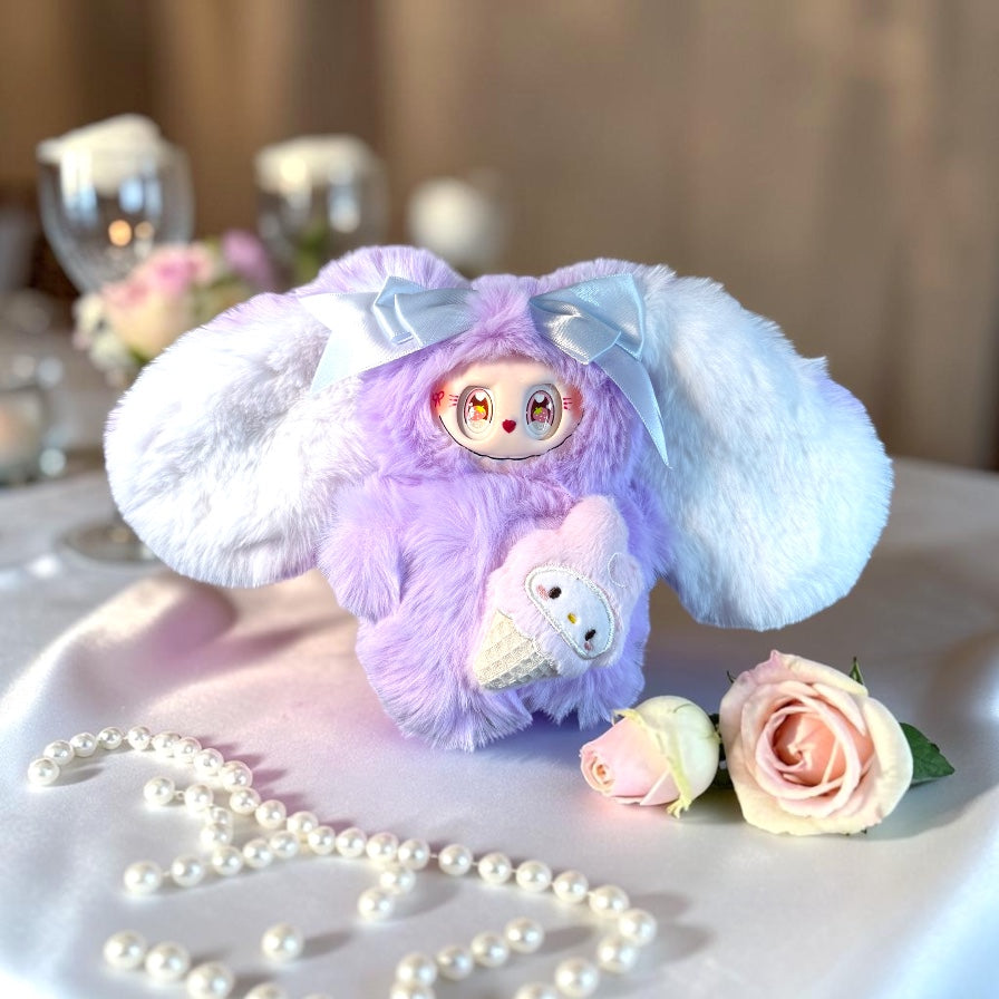 Fantasy “Soft Bunny” Character, White w/Pink/Purple Ears+FREE GIFT/Make an offer