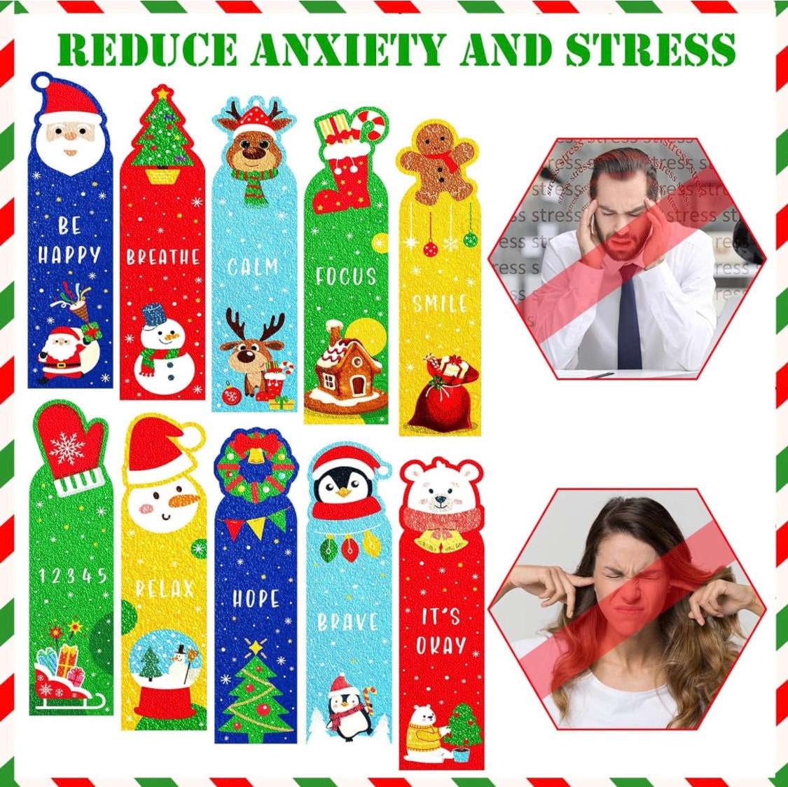 Christmas Calming Sensory Strips| Textured Stickers| Tactile Touch| Nerve Endings in Fingertips